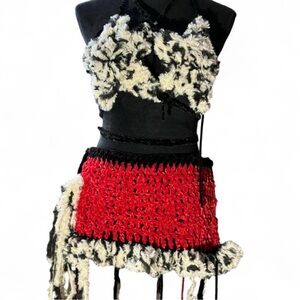 Dolls Kill Red and Black Mini Skirt
